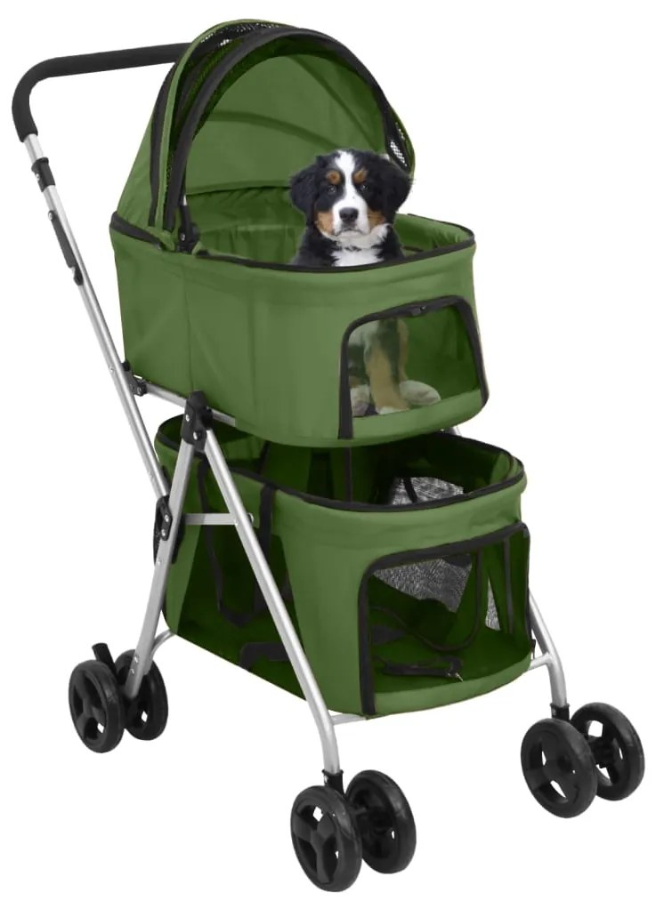 Carrinho dobrável cães 2 níveis 83x48x97 cm tecido oxford verde