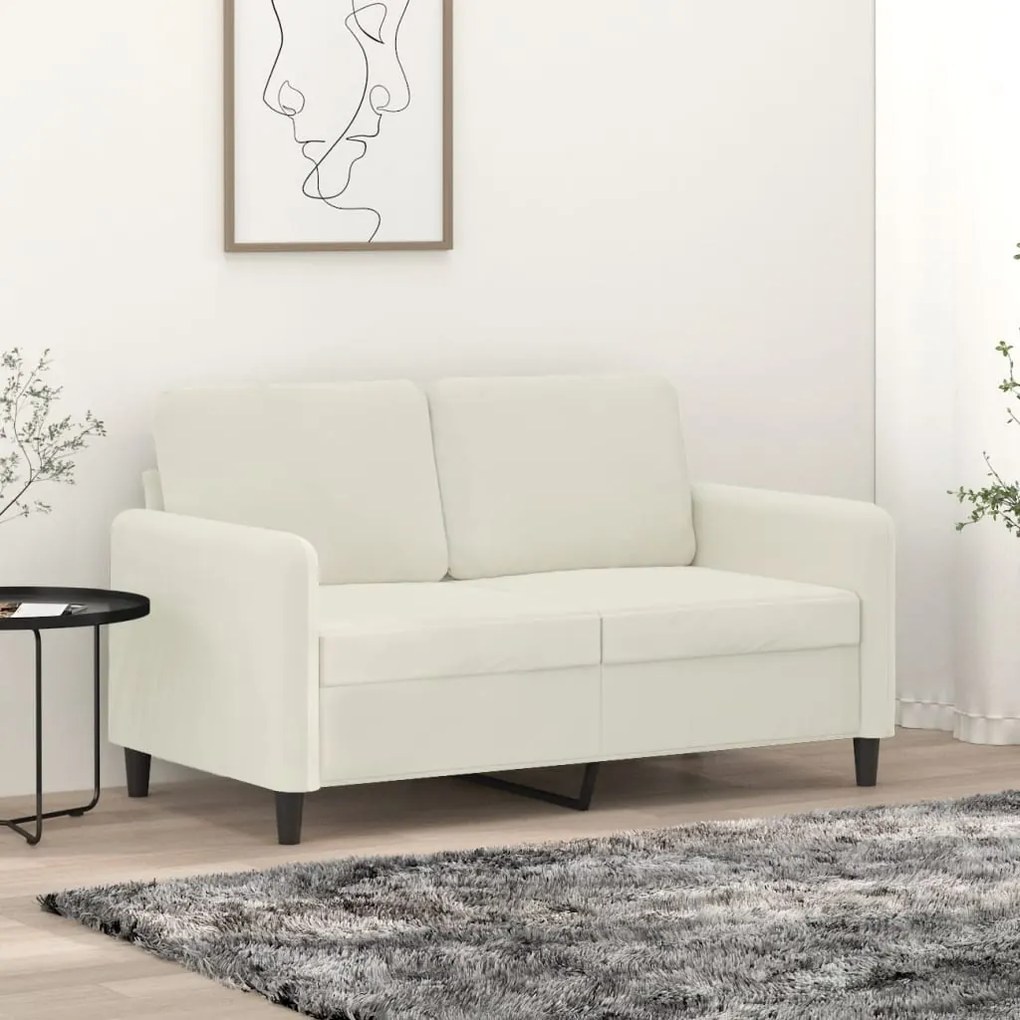 Sofá de 2 lugares veludo 120 cm cor creme