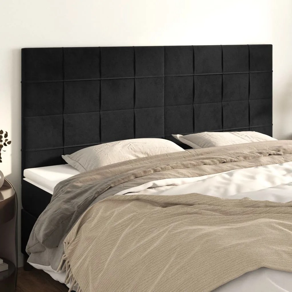 Cabeceira de cama 4 pcs veludo 100x5x78/88 cm preto