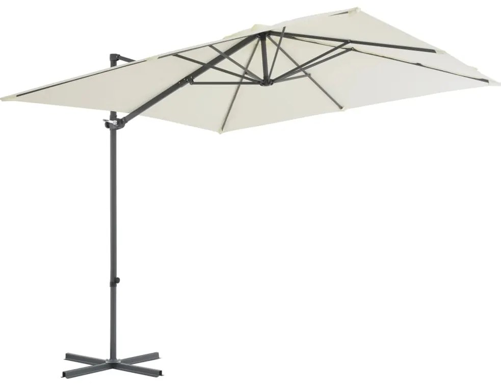 Guarda-sol Cantilever com Poste em Aço - 250x250 cm - Cor Areia