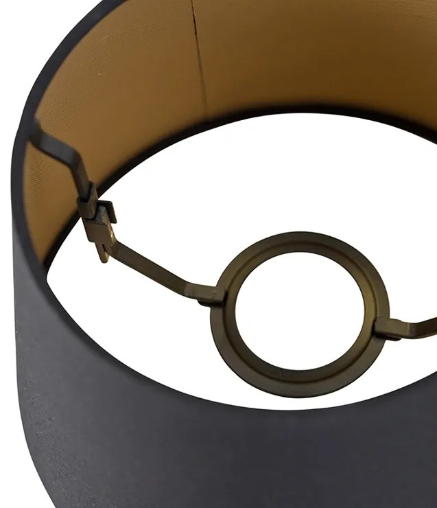 Abajur de algodão preto 20/15/13 com interior dourado