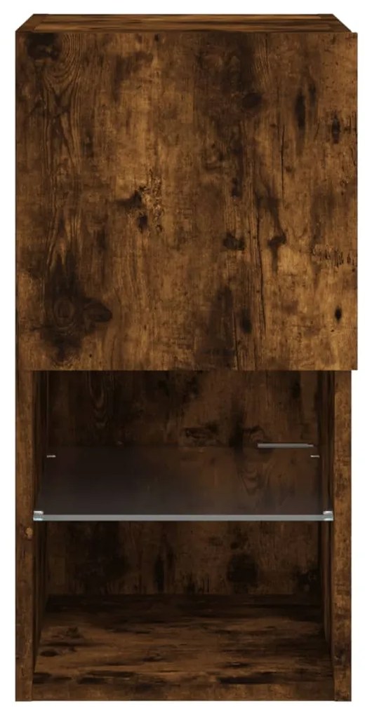 Móvel de TV com luzes LED 30,5x30x60 cm carvalho fumado