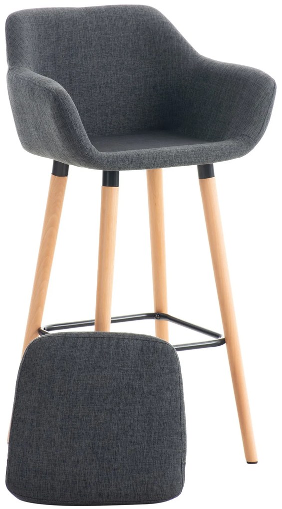 Banco de bar Grant em tecido e com estrutura de Cor Natural 55 x 99 x 46 cm Cinzento escuro