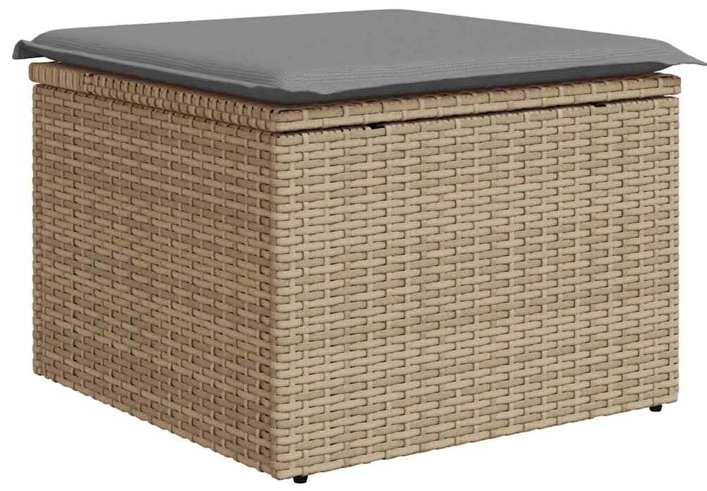 6 pcs conjunto sofás jardim com almofadões vime PE/acácia bege