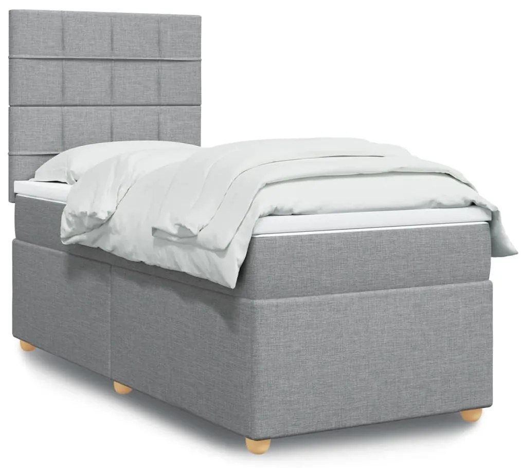 Cama com molas/colchão 90x190 cm tecido cinzento-claro