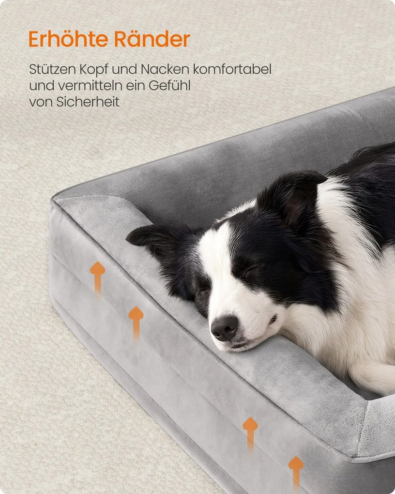 Cama ortopédica para cães,  104 x 69 x 17 cm, espuma com saliências cinzenta