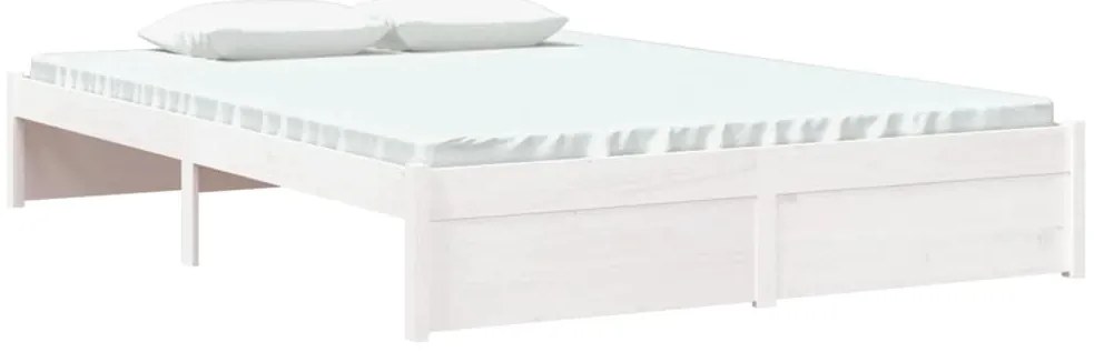 Estrutura de cama 140x200 cm madeira maciça branco