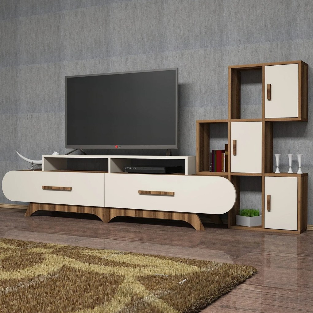 Unidade TV Flora – Nogueira e Creme – 205x50x36,8 cm