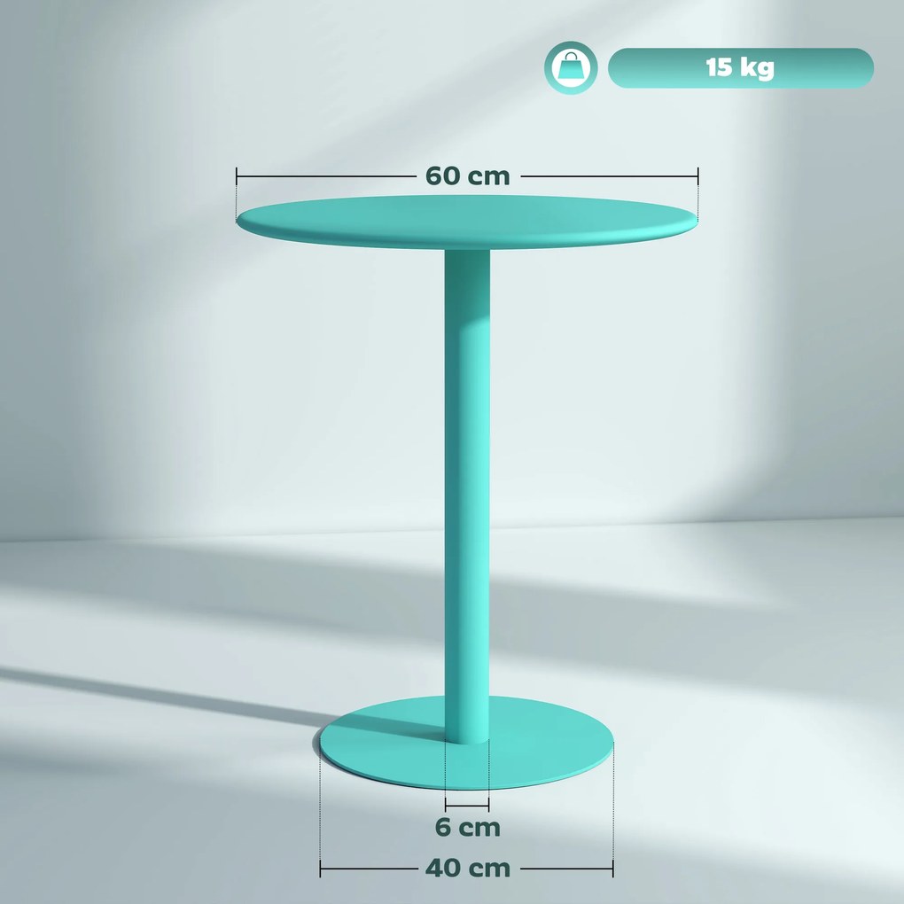 Mesa de bar redonda para 2 pessoas, Ø60 cm, moderna (CADEIRAS NÂO INCLUIDAS),  com base redonda e estrutura em aço, para interior e exterior, verde