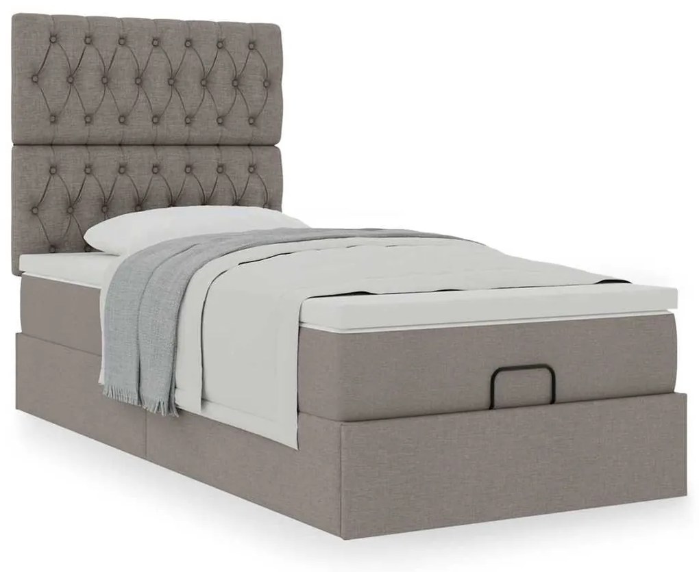 Cama otomana com colchão 100x200 cm tecido cinza