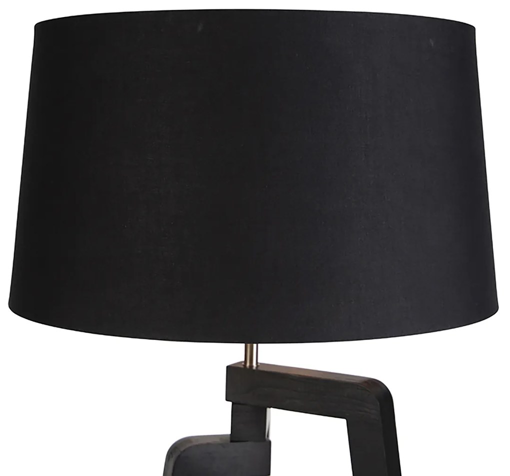 LED Tripé de candeeiro de pé inteligente com abajur preto e dourado 50 cm incluindo Wif A60 - Puros Country / Rústico