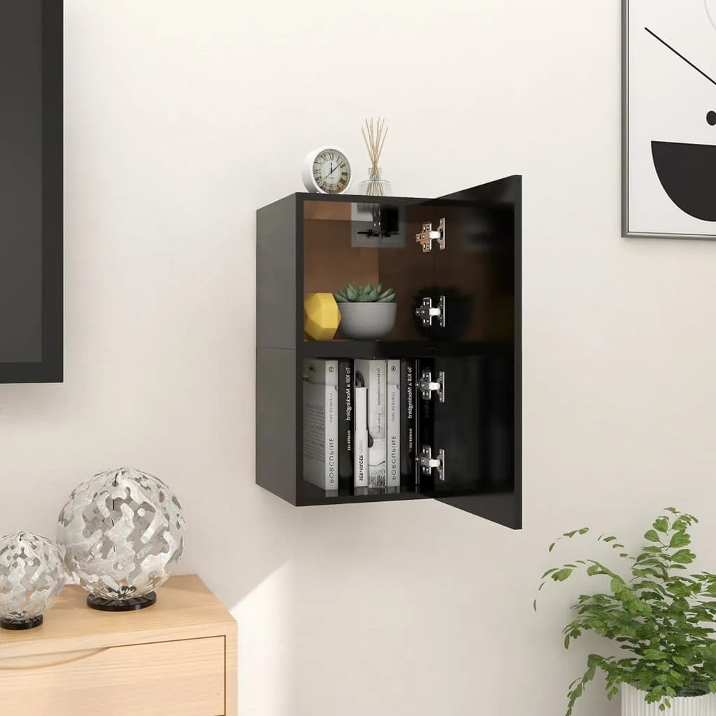 vidaXL Móvel de TV de parede 2 pcs 30,5x30x30 cm preto