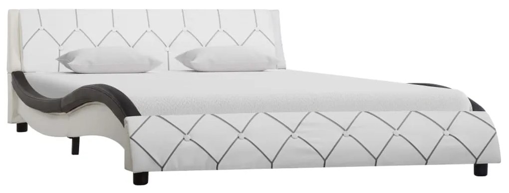vidaXL Estrutura de cama 140x200 cm couro artificial branco e preto