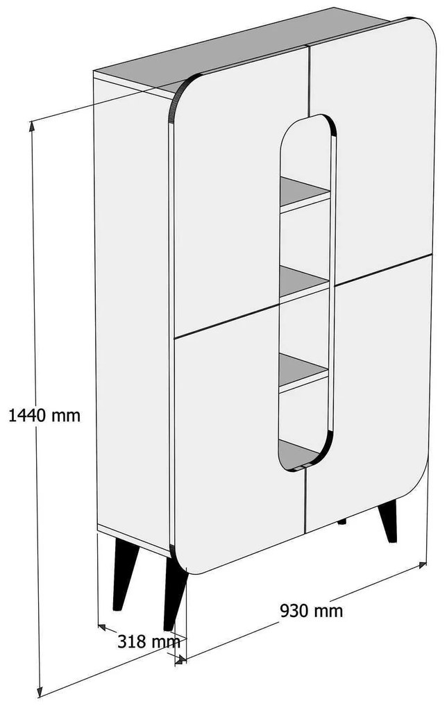 Armário Multiuso Mine – Nogueira e Branco – 93 x 144 x 31,8 cm