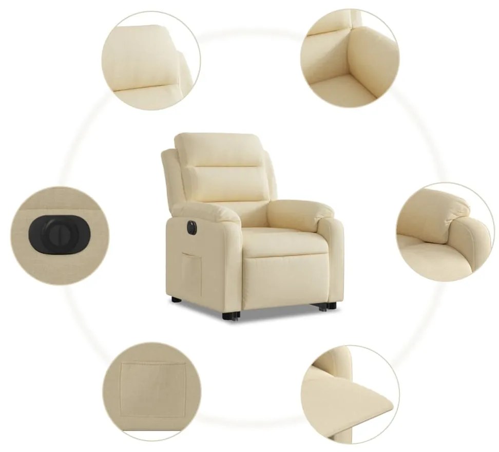 Poltrona reclinável elevatória elétrica tecido cor creme