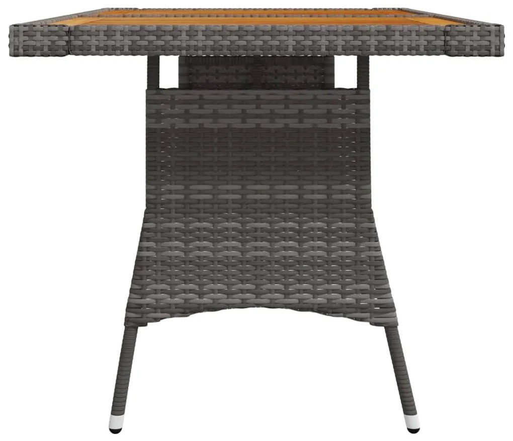 Mesa de jardim 130x70x72 cm vime PE e acácia maciça cinzento