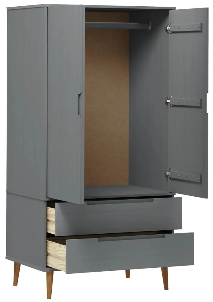 Roupeiro MOLDE 90x55x175 cm pinho maciço cinza