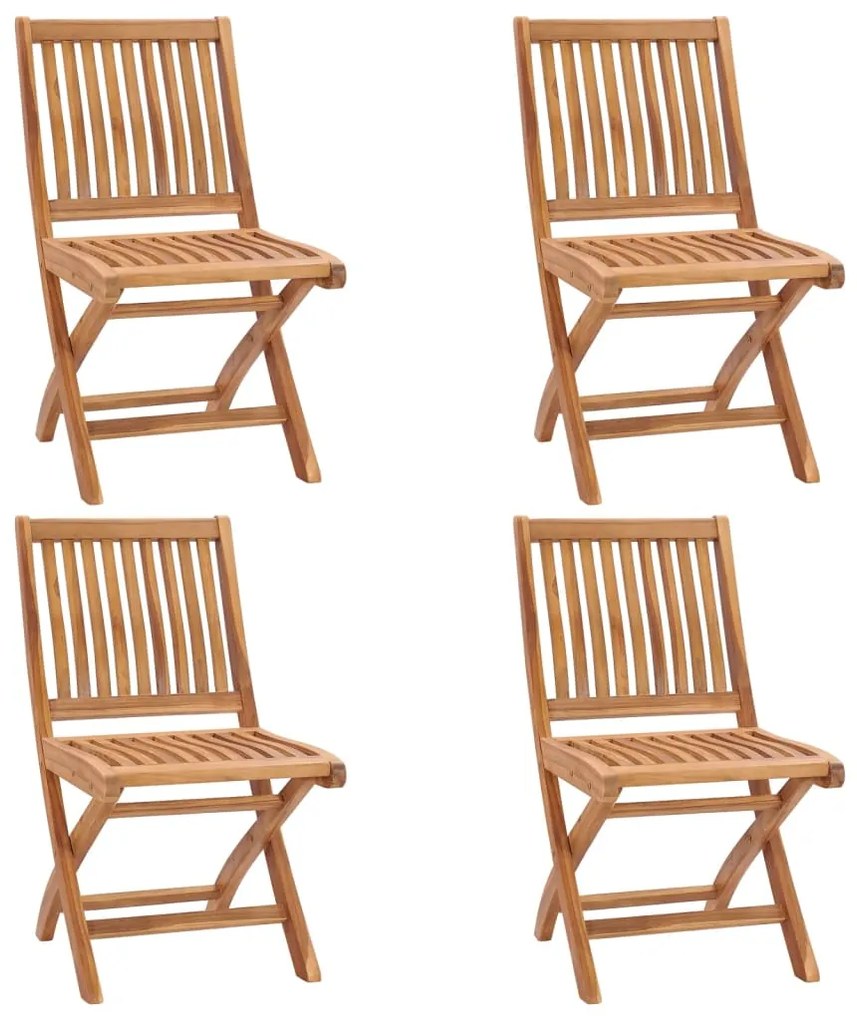 vidaXL Cadeiras de jardim dobráveis 4 pcs madeira de teca maciça