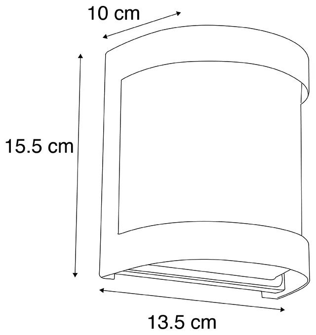 Candeeiro de parede exterior moderno em aço inoxidável IP44 - Mira Moderno