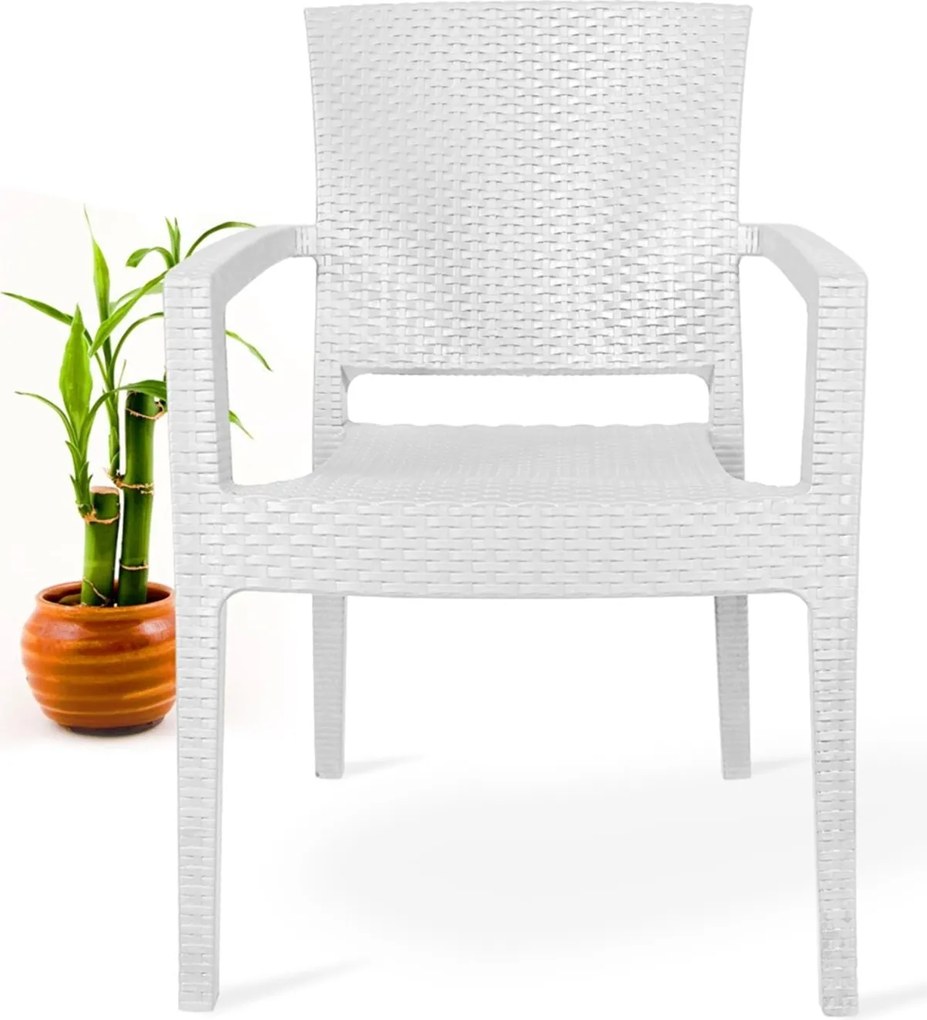 Conjunto de 4 Cadeiras de Jardim – LIDO – 58x55x87 cm – Branco – Empil