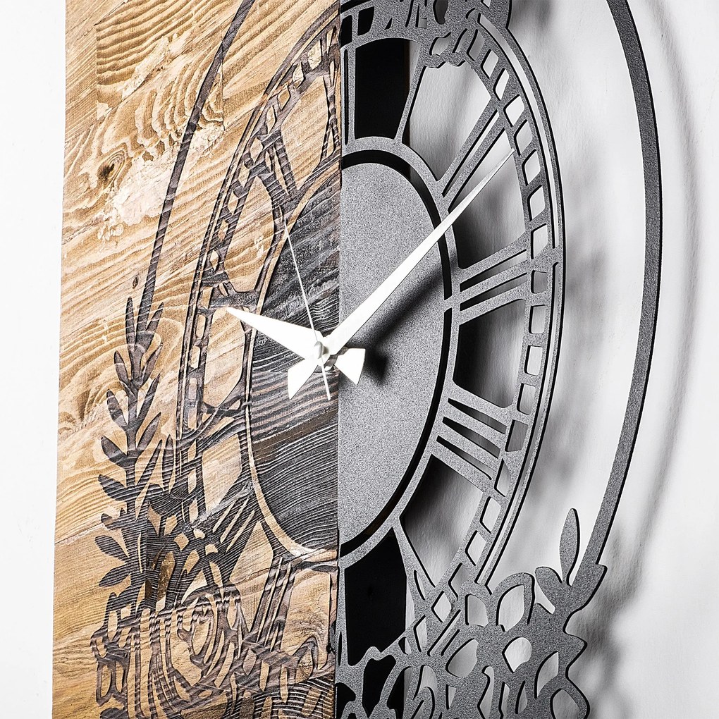 Relógio de Parede Decorativo Mas-014 – Nogueira e Preto – 58 x 3 x 51