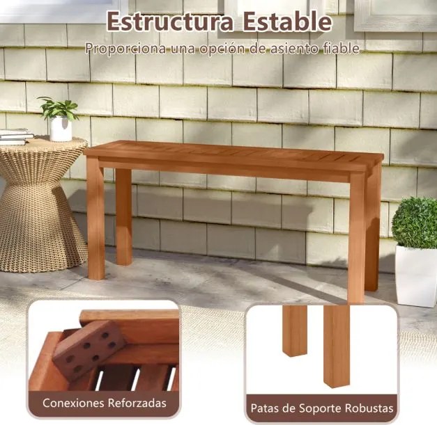 Banco de madeira para jardim com assento de ripas 100 x 30 x 47 cm para a entrada do alpendre do jardim Castanho