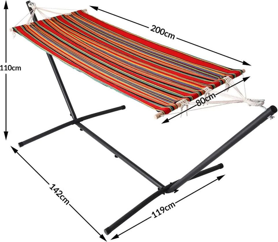 Cama de rede Jardim com armação metálica 200 x 80cm cor vermelha