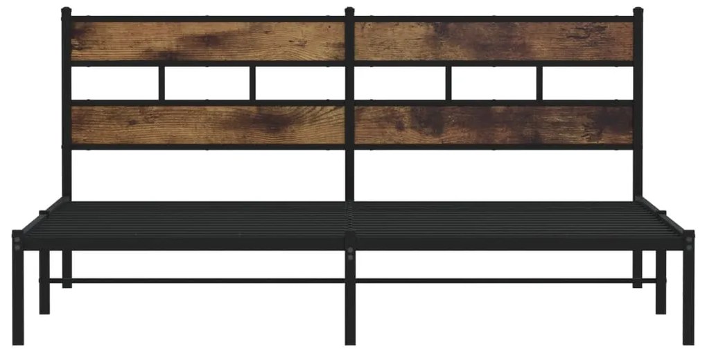 Estrutura de cama sem colchão 183x213cm metal carvalho fumado
