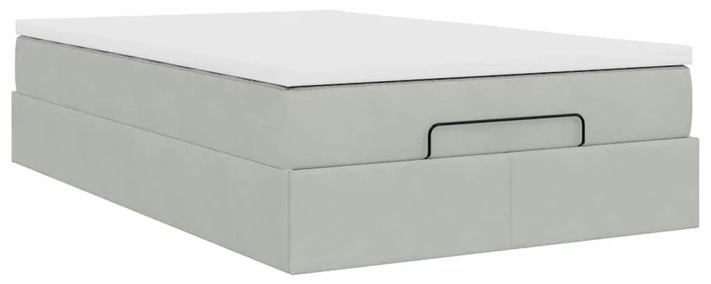 Estrutura de cama otomana com colchão cinza claro Veludo