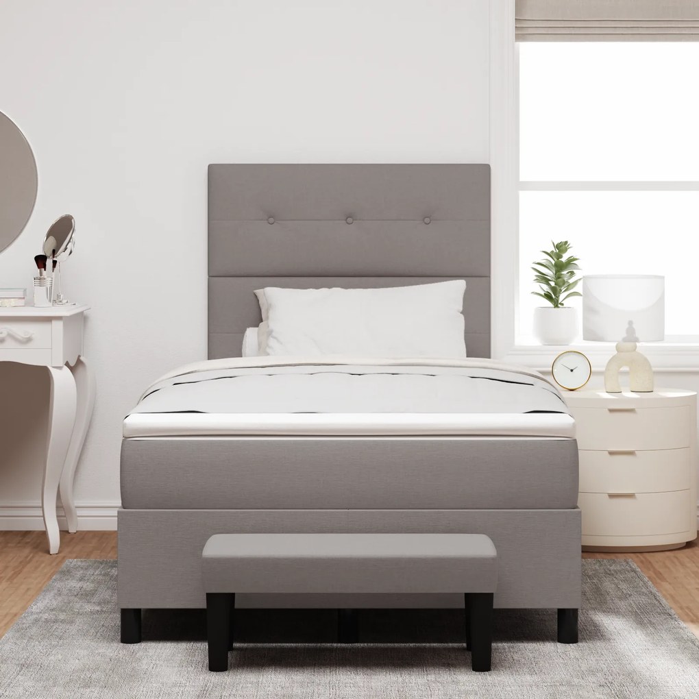 Cama Box Spring com Colchão & Banco Cinza 120x200 cm Tecido