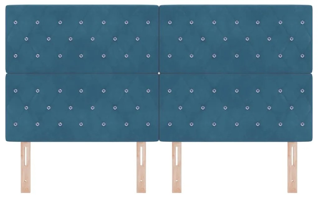 Cabeceira LED azul escuro de 90 cm em veludo