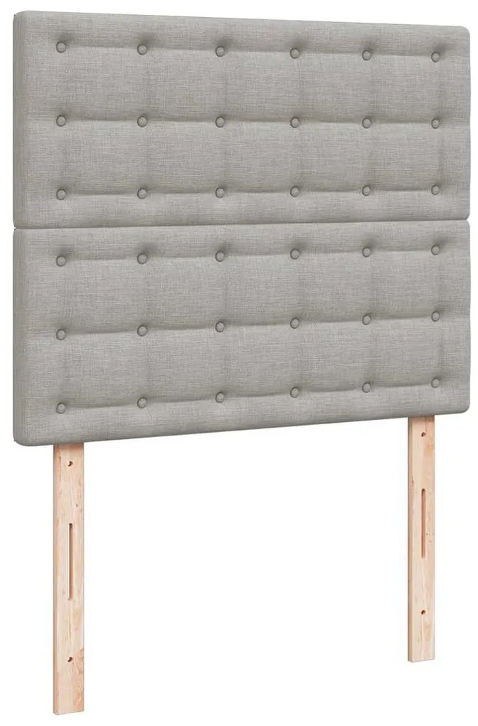 Cama box spring c/ colchão e LED 120x190 cm tecido cinza-claro