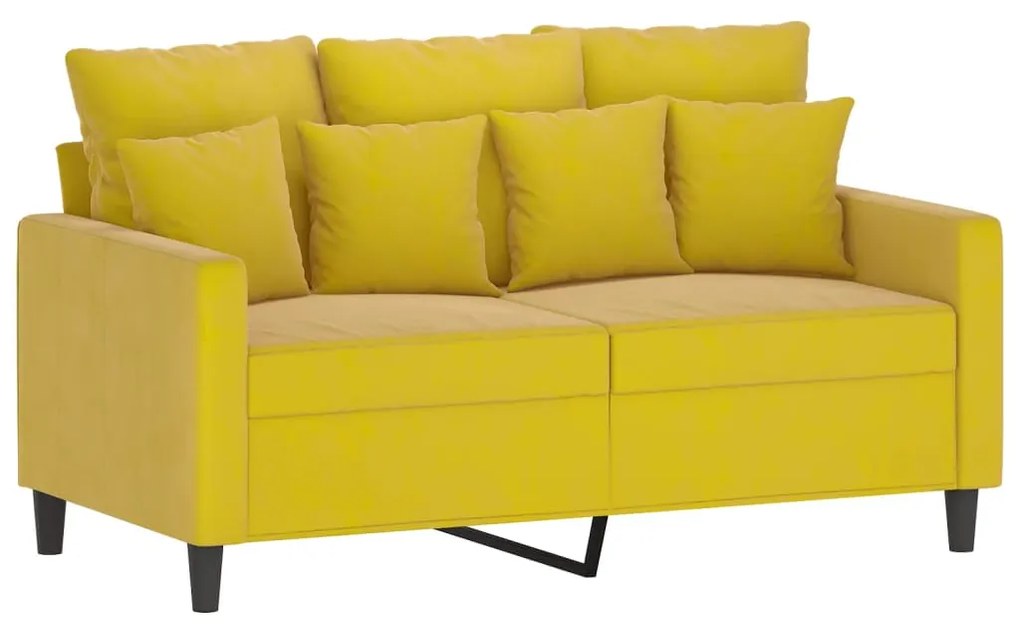 4 pcs conjunto de sofás com almofadões veludo amarelo