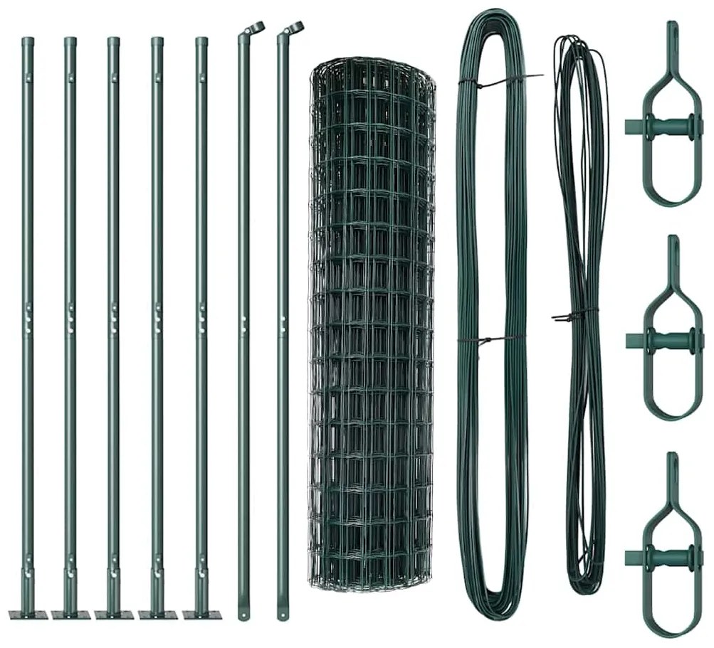 Cerca Euro da com 7 postes flanged, 1x10m, aço galvanizado