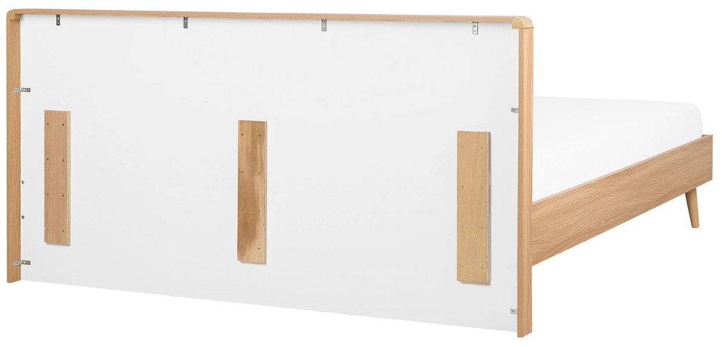 Cama de casal em madeira clara e branca 160 x 200 cm SERRIS Beliani