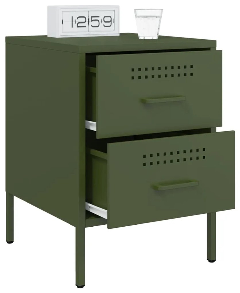 Mesa de cabeceira 36x39x50,5 cm aço verde azeitona
