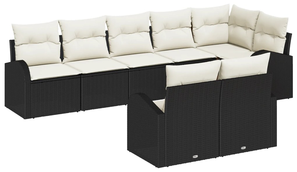 Conjunto de Sofá de Jardim vidaXL de 8 Peças com Almofadas Preto Ratta