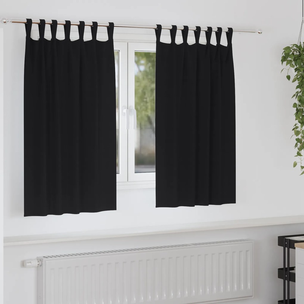 vidaXL Cortinas opacas com cortinas 2 pcs Preto 140 x 140 cm Poliéster