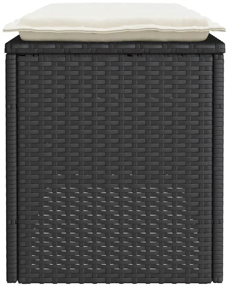 Banco de jardim com almofadão 110x40x44 cm vime PE preto