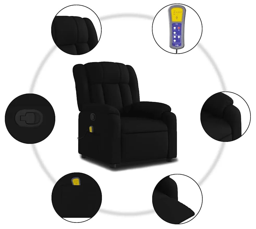 Poltrona de massagens reclinável tecido preto