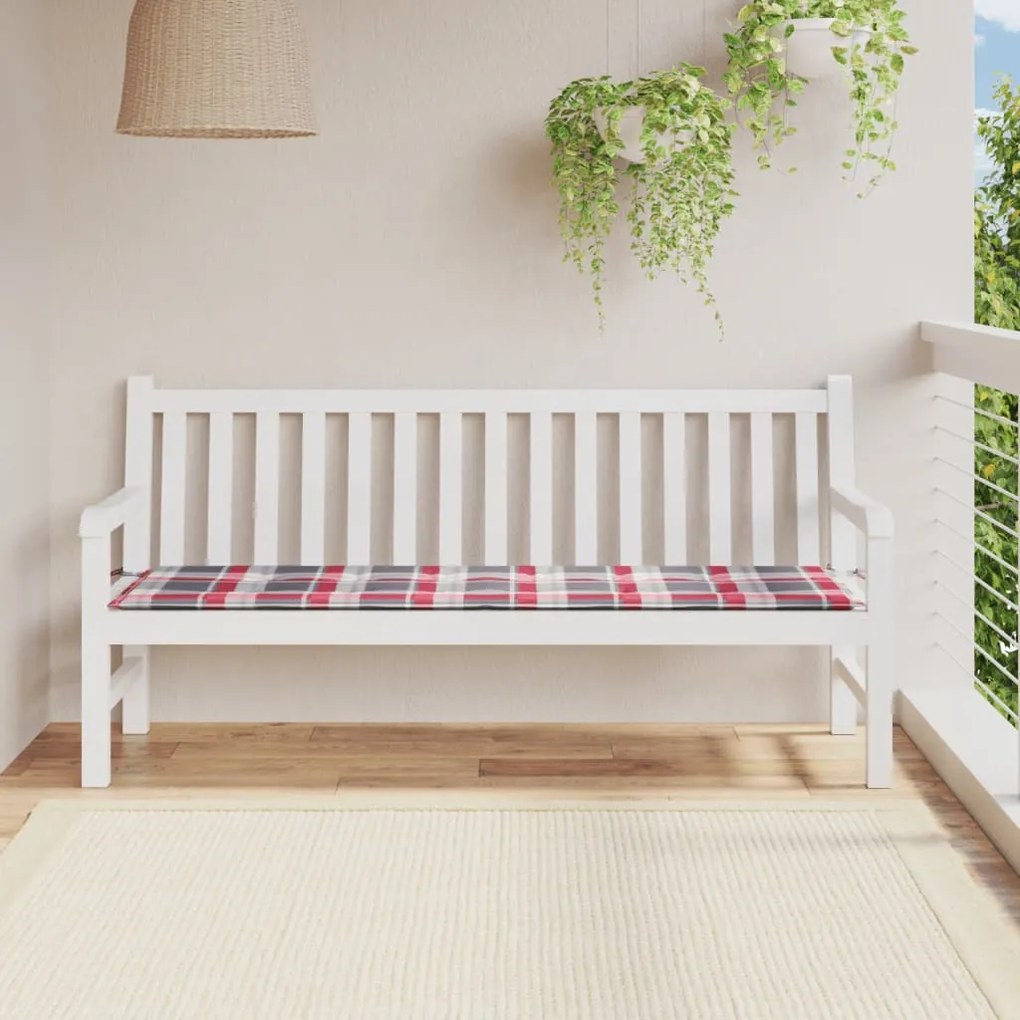 vidaXL Almofadão p/ banco de jardim tecido oxford xadrez vermelho