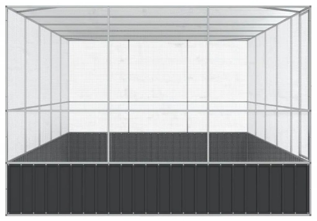 Aviário com extensão 518x307x212 cm aço prateado