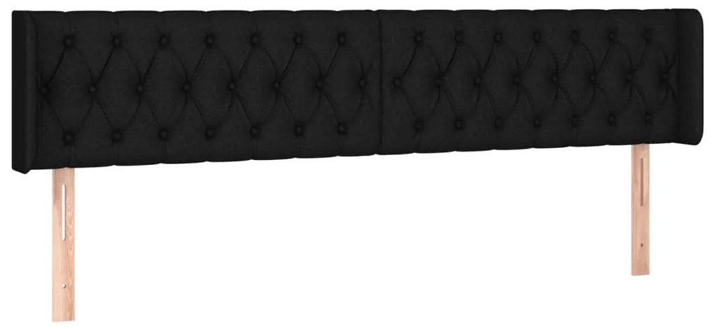 Cabeceira de cama c/ luzes LED tecido 183x16x78/88 cm preto