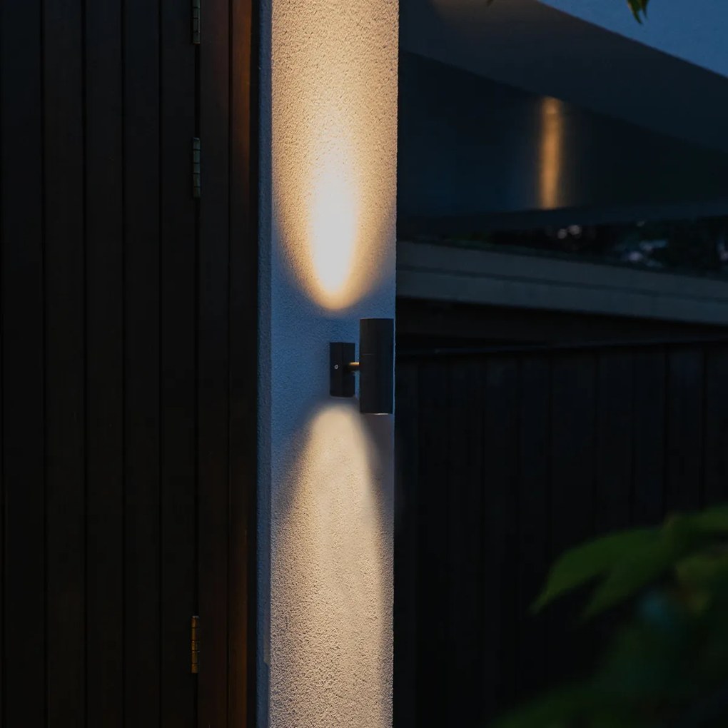 Candeeiro de parede exterior preto 2 luzes IP44 - Duo