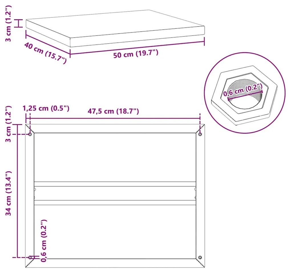 Prateleiras de parede 2 pcs 50x40x3 cm aço inoxidável prateado