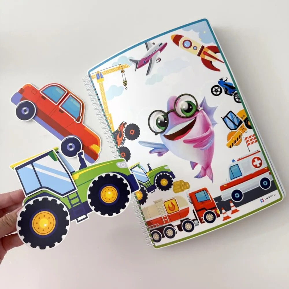 Veículos XXL – Grande livro Montessori para crianças, 32 veículos e carros – A4