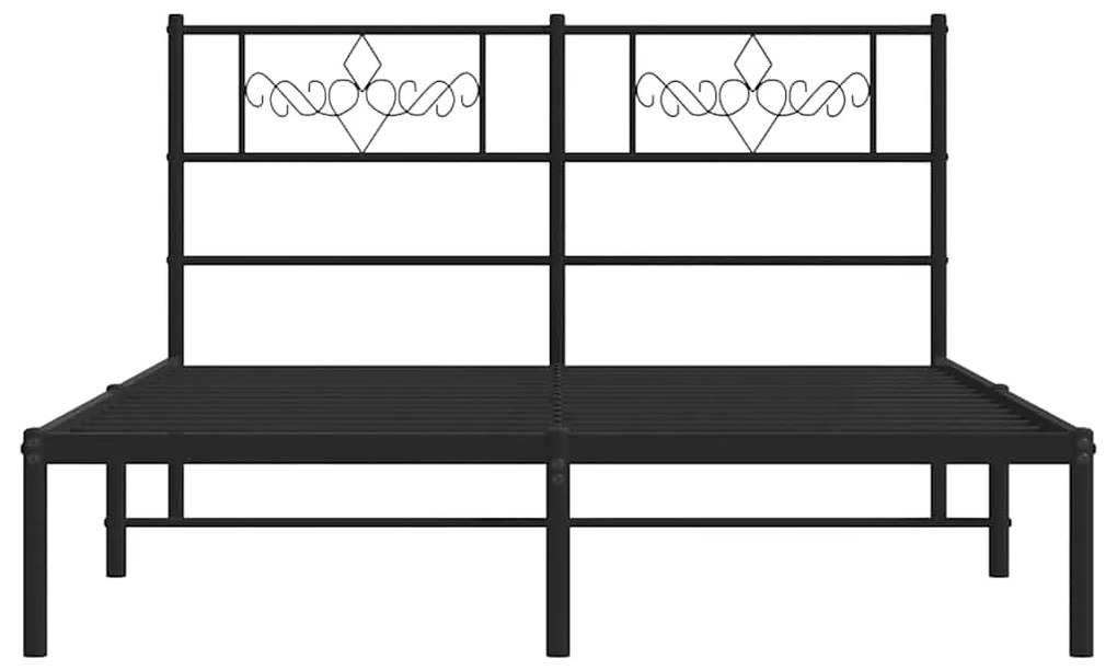 Estrutura de cama com cabeceira 135x190 cm metal preto