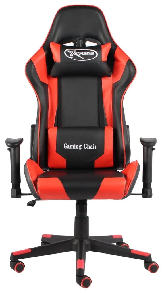 Cadeira de gaming giratória PVC vermelho