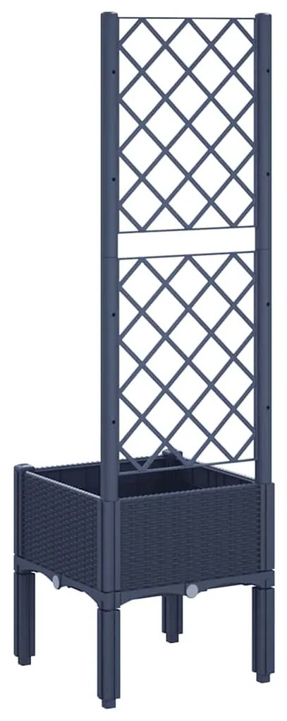 Vaso/floreira de jardim c/ treliça 40x40x142 cm PP cinzento azul