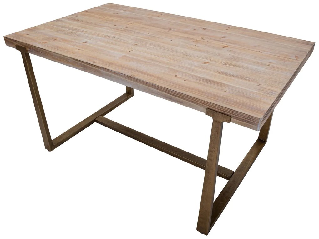 MESA DE JANTAR ANKARA 150X90X78 CM CASTANHO E DOURADO (CADEIRAS NÃO INCLUÍDAS)